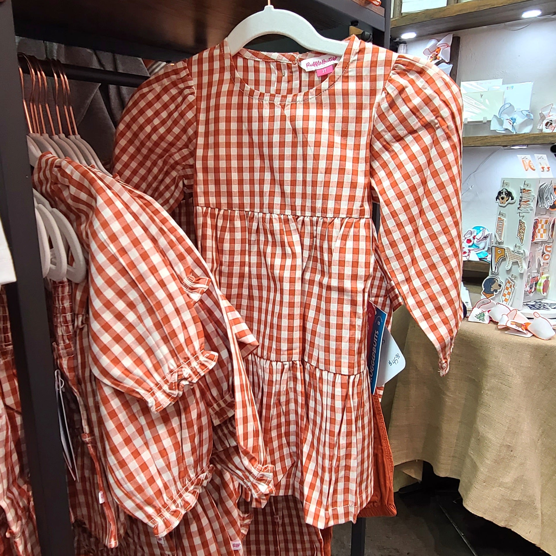 Rust Orange & White Gingham Dress
